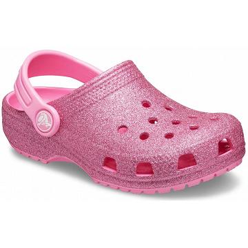 Zuecos Crocs Classic Glitter Niña Rosas | Mexico 1496FDNM